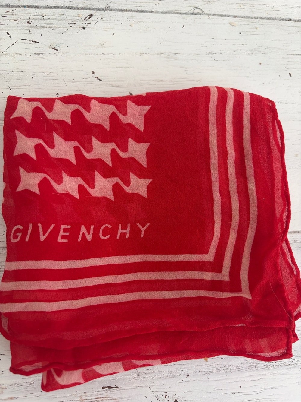 Givenchy Red and Light Pink Geometric Silk Scarf vintage 24” square rare - Picture 6 of 6